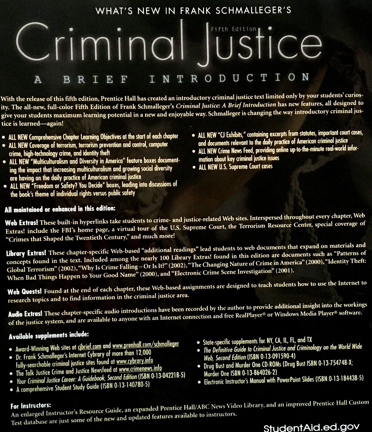 CRIMINAL JUSTICE A Brief Introduction FRANK SCHMALLEGER College PAPERBACK BOOK