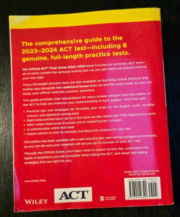 Official ACT Prep Guide 2023–2024 Test Prep Book NO Online Access