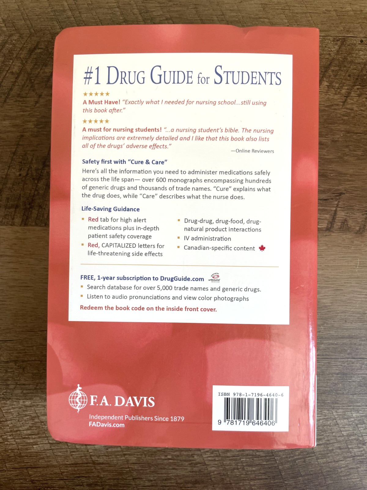 Davis’s Drug Guide for Nurses – Paperback, by Vallerand PhD RN – Very Good