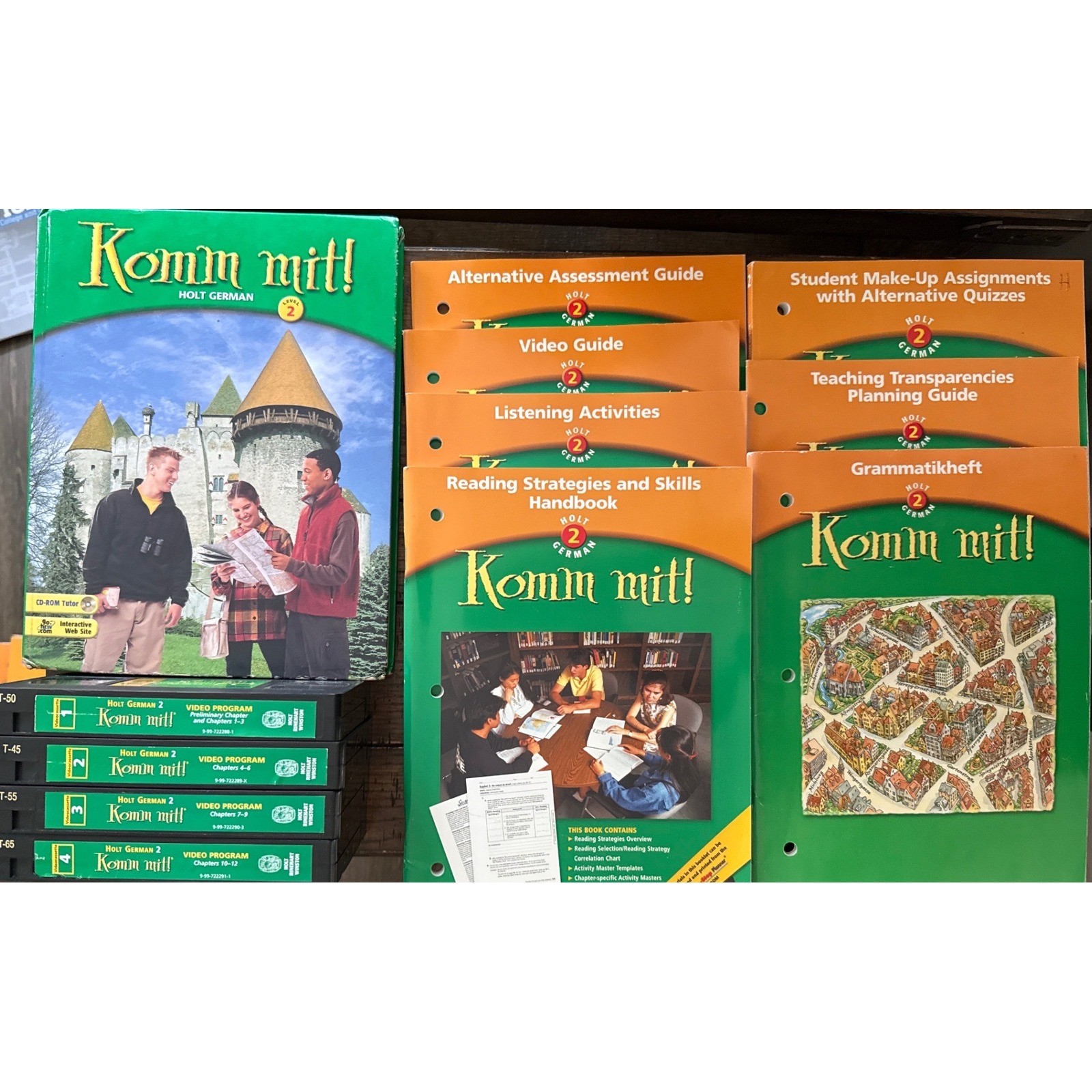 Komm Mit Holt German Level 2 Teacher Resource Lot Textbook VHS Guides