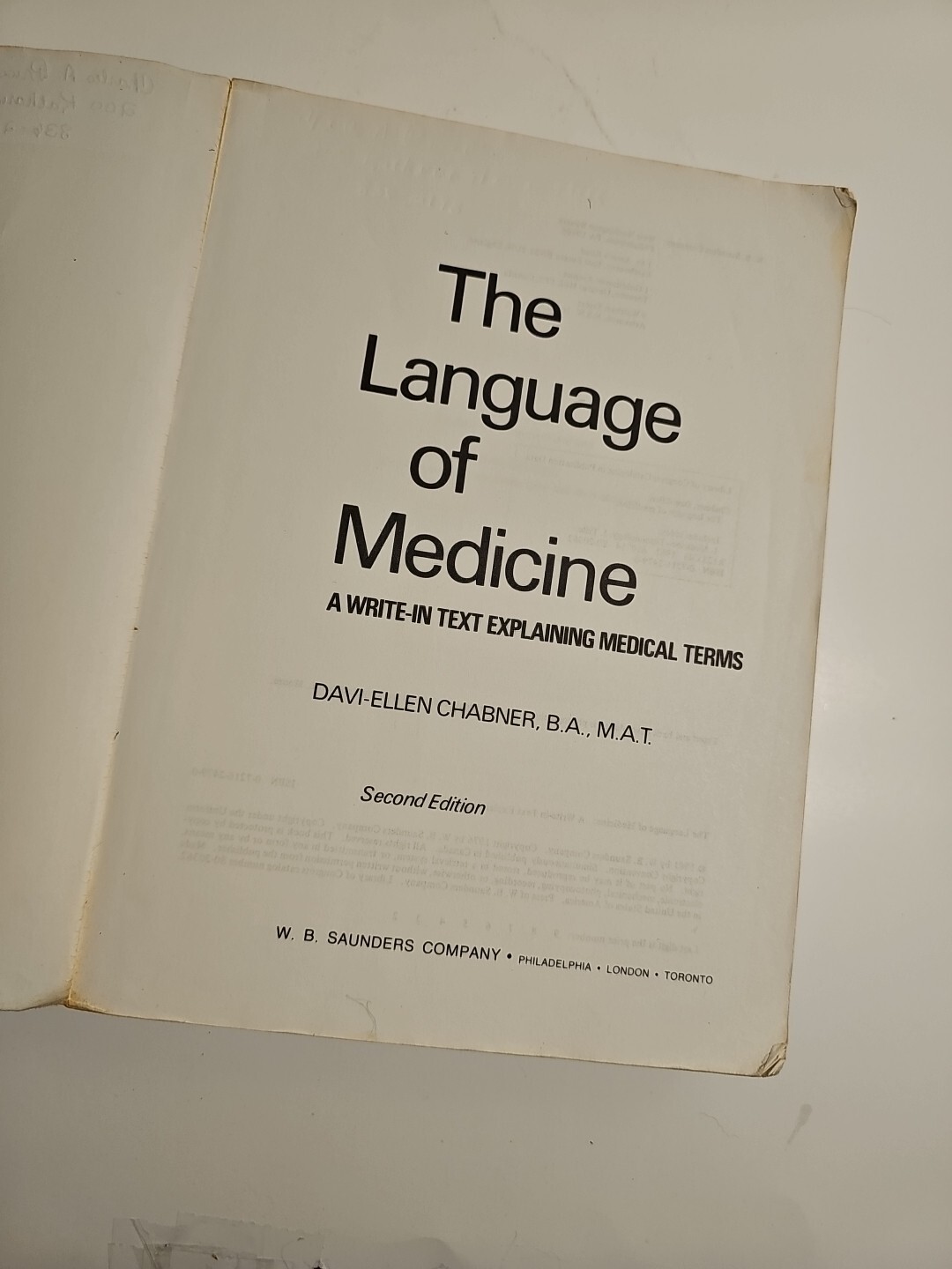 The Language Of Medicine Second Edition Davi-Ellen Chabner Textbook/Workbook
