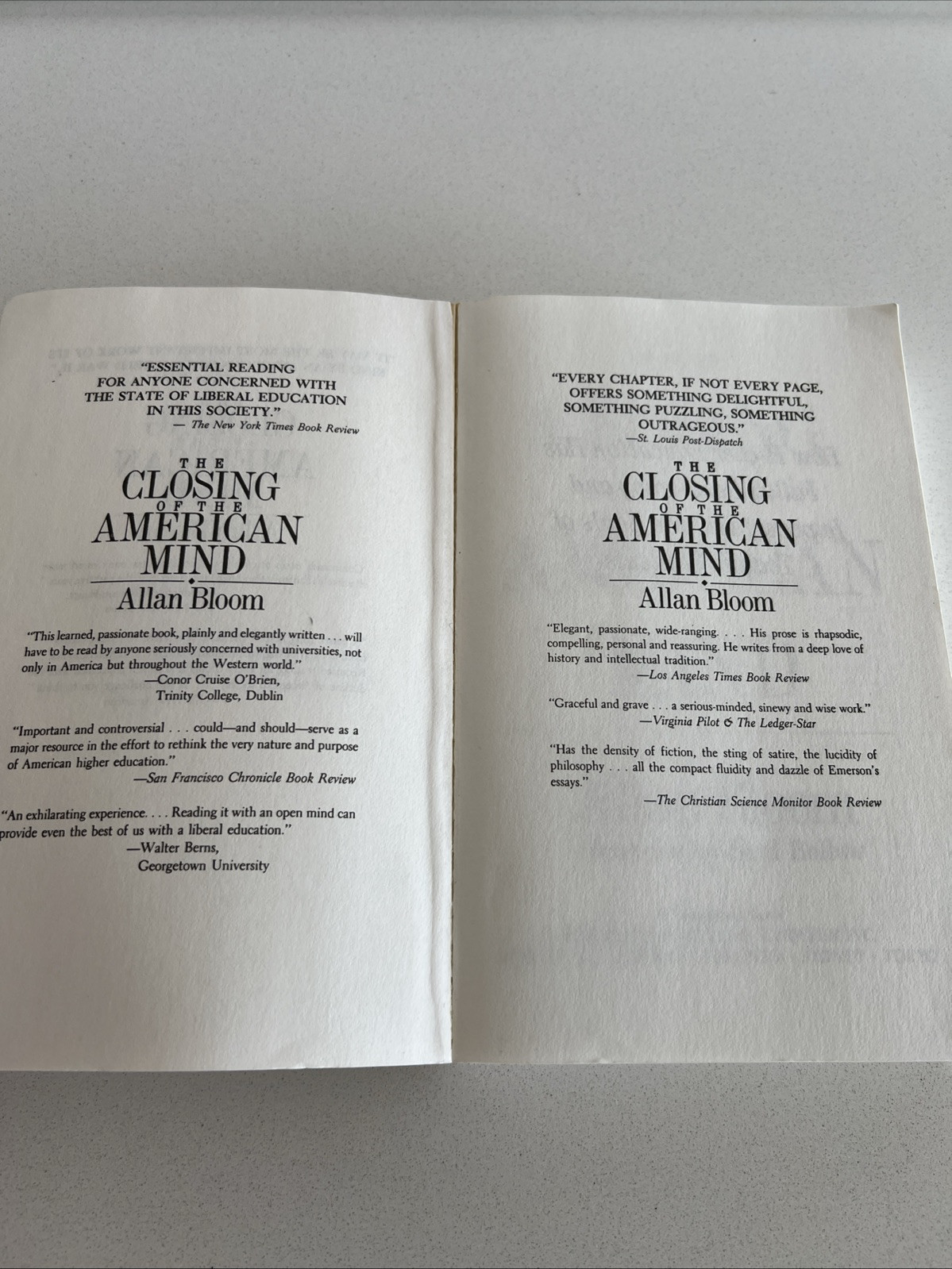 The Closing of the American Mind by Bellow, Saul,Bloom, Allan,
