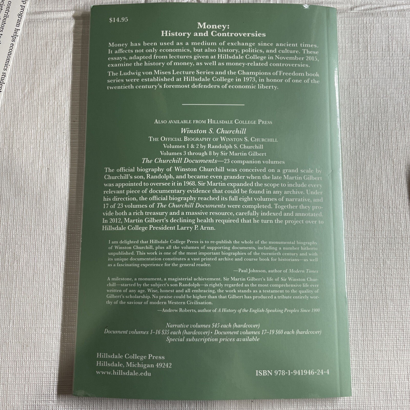 Money: History and Controversies; Champions of Freedom Volume 44; 2016; PB VG
