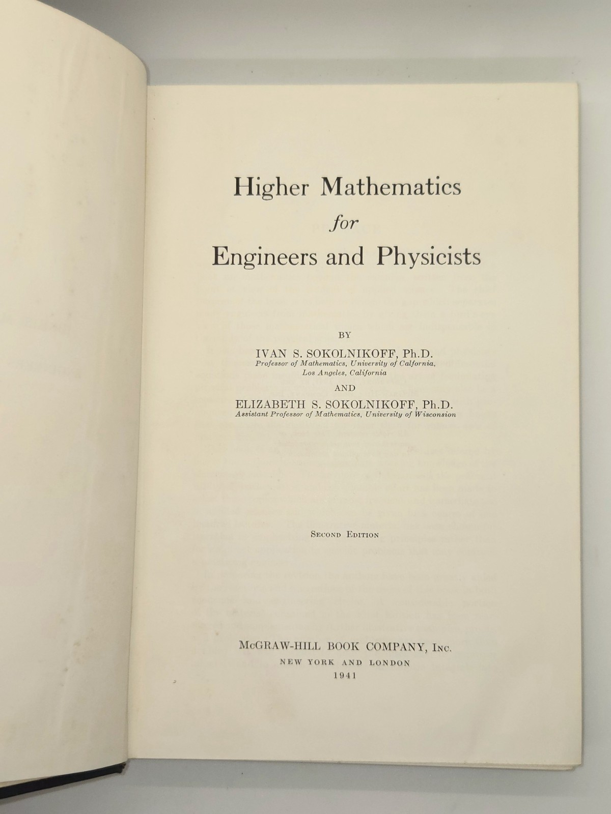 Higher Mathematics for Engineers and Physicists Sokolnikoff 2nd Ed 1941 HC