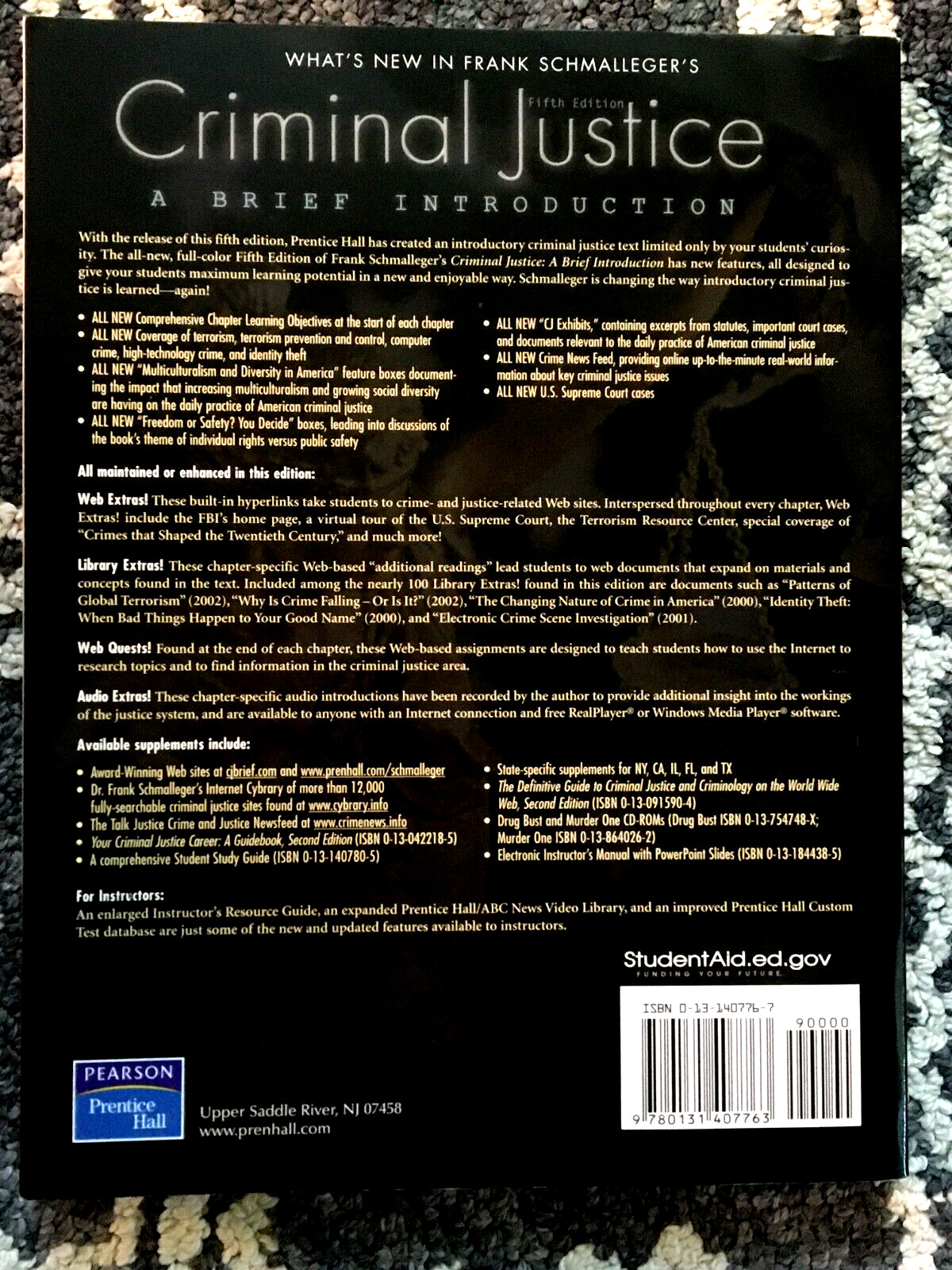 CRIMINAL JUSTICE A Brief Introduction FRANK SCHMALLEGER College PAPERBACK BOOK